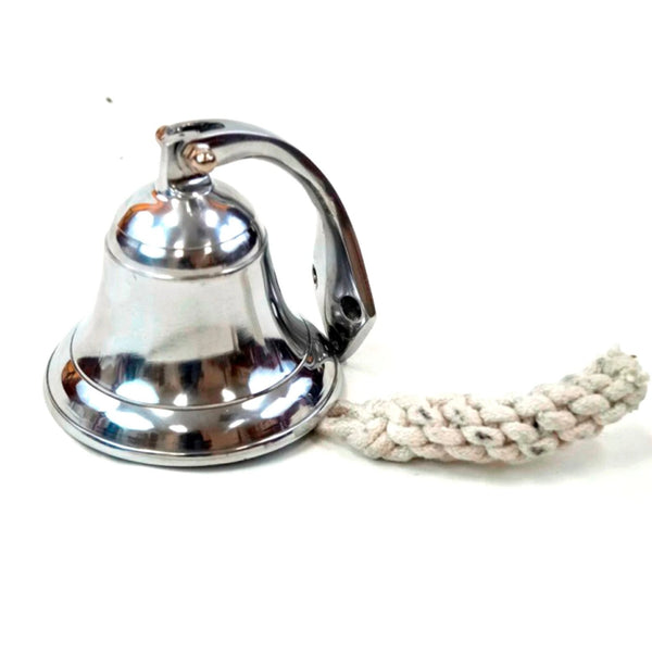 AL 18430 - Chrome Finish Aluminum Ship Bell with Rope, 3.5"
