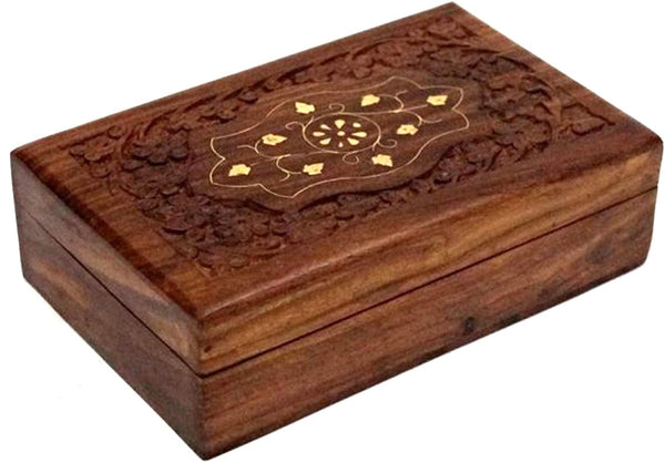 SH 1045 - Carved Wooden Box (Teak Wood)