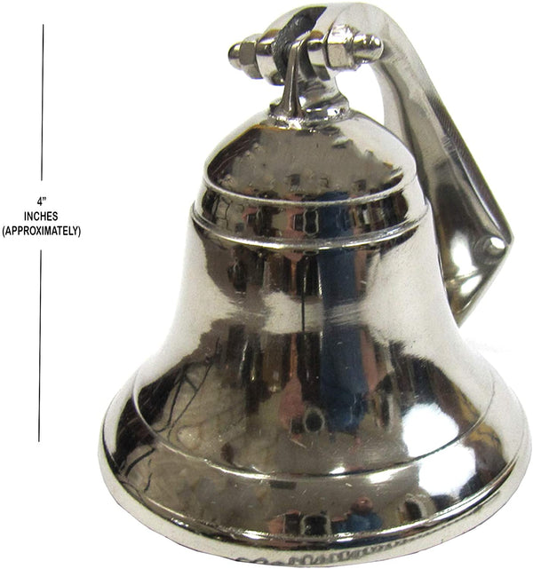 AL 1843R - Chrome Finish Aluminum Ship Bell with Rope, 4"