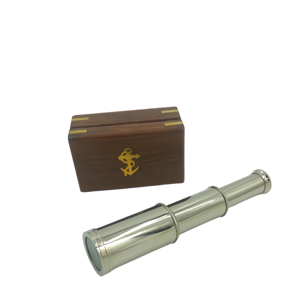 SP 48256 - Chrome Pullout 6" Brass Telescope with Box