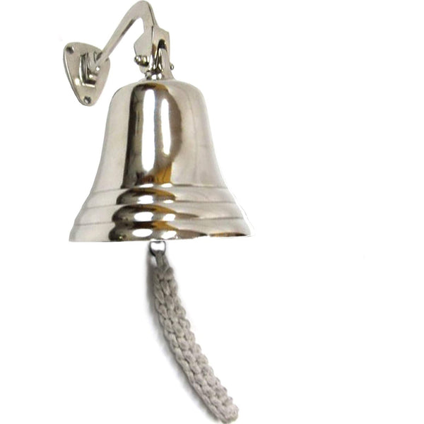 AL 18440A - Polished Aluminum Ship Bell with Rope, 5"