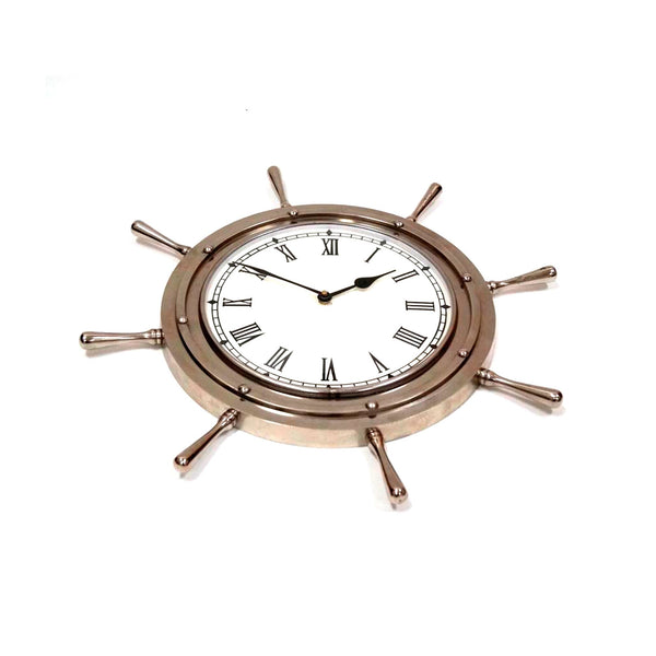 AL 48250 - Aluminum Ship Wheel Clock (7082), 18"