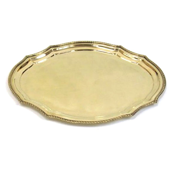 BR 1407 - Solid Brass Tray, Rounded Oval Octagon