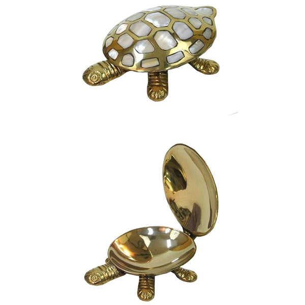 BR 23072 - Brass Turtle Box, Mother of Pearl