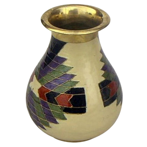 BR 2575 - Solid Brass Aztec Vase 6.5"