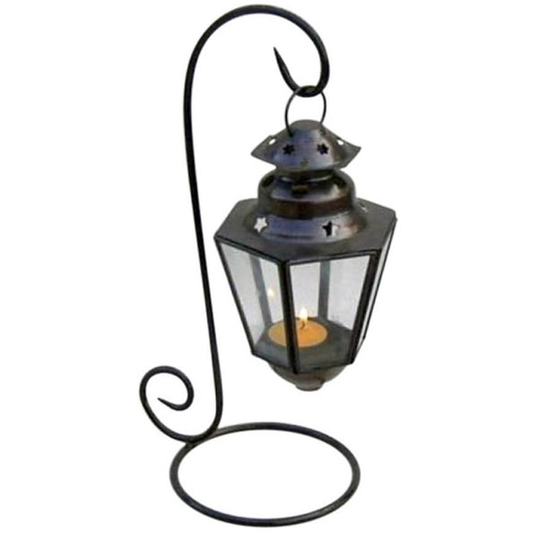 IR 1529 - Glass Lantern With Iron Stand