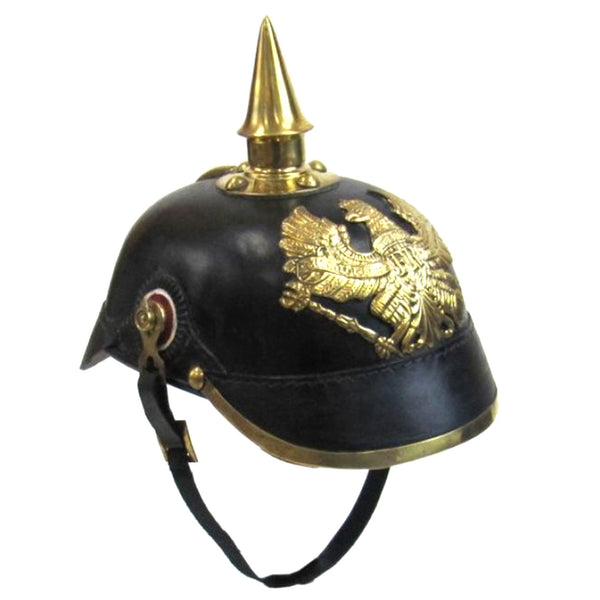IR 80697 - Faux Leather German Helmet w/ Spike Pickelhaube