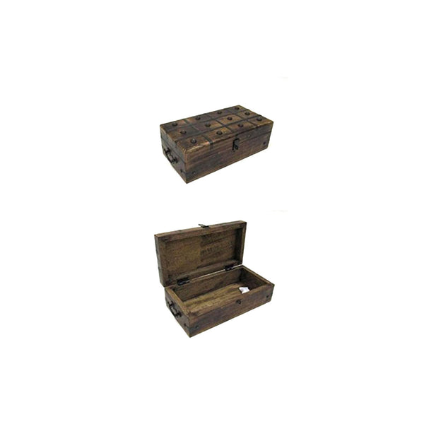 SH 23351 - Nested Box Set, Wooden Chests With Metal Straps and Rivets