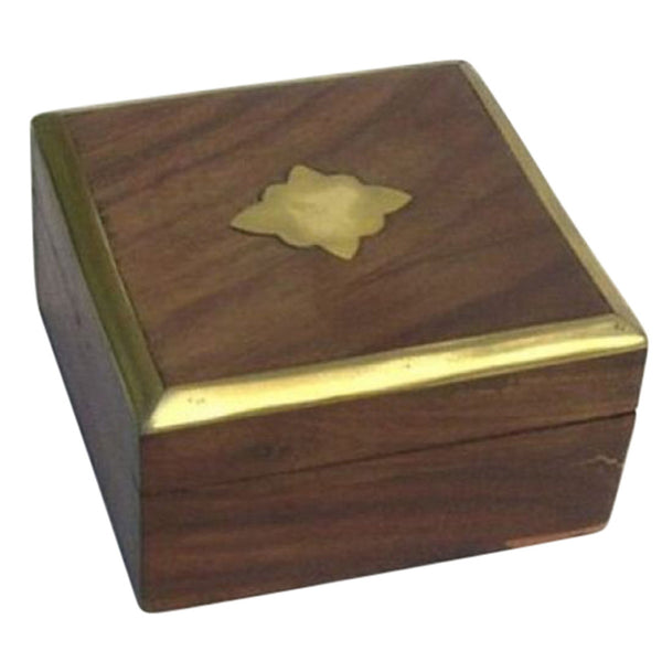 SH 6898 - Wood Box, Brass Inlay