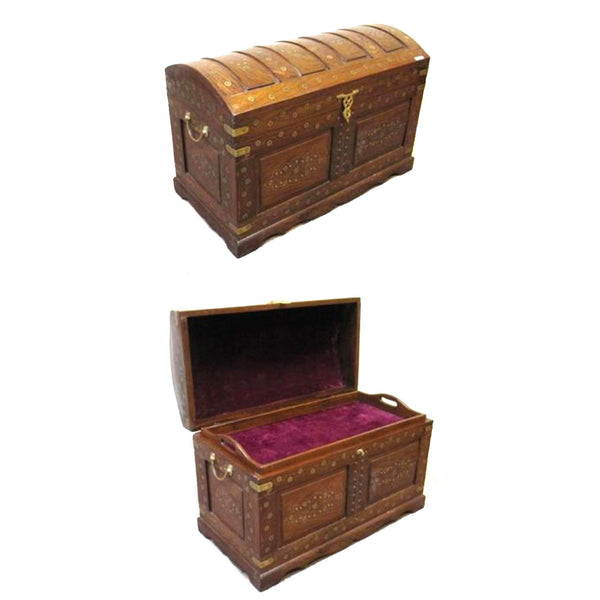 SH 7029 - Solid Wooden Chest Trunk, Brass Inlay