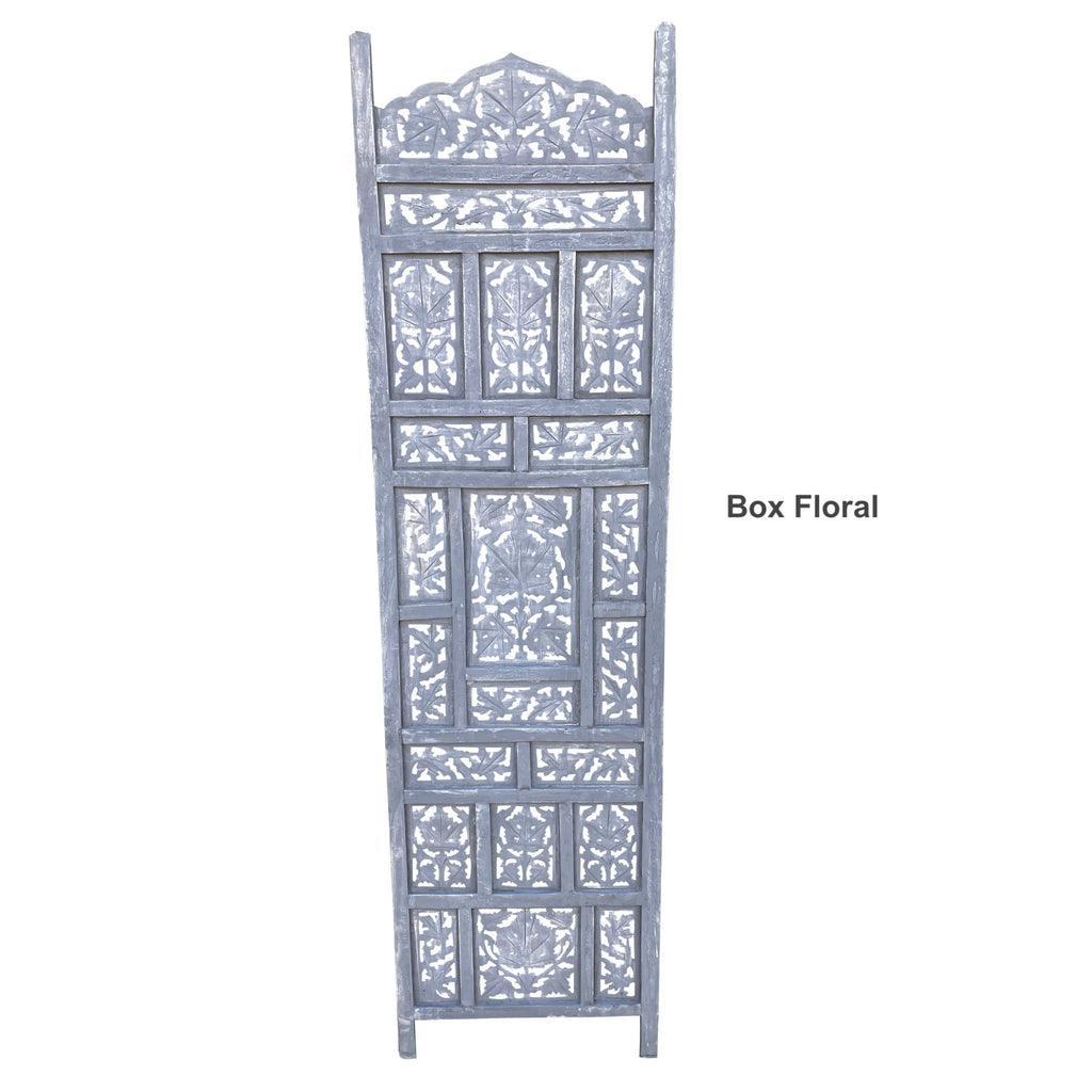 SH 158 Grey - Hand Crafted 4-Panel Wood Divider, Multi-panel Privacy Screen