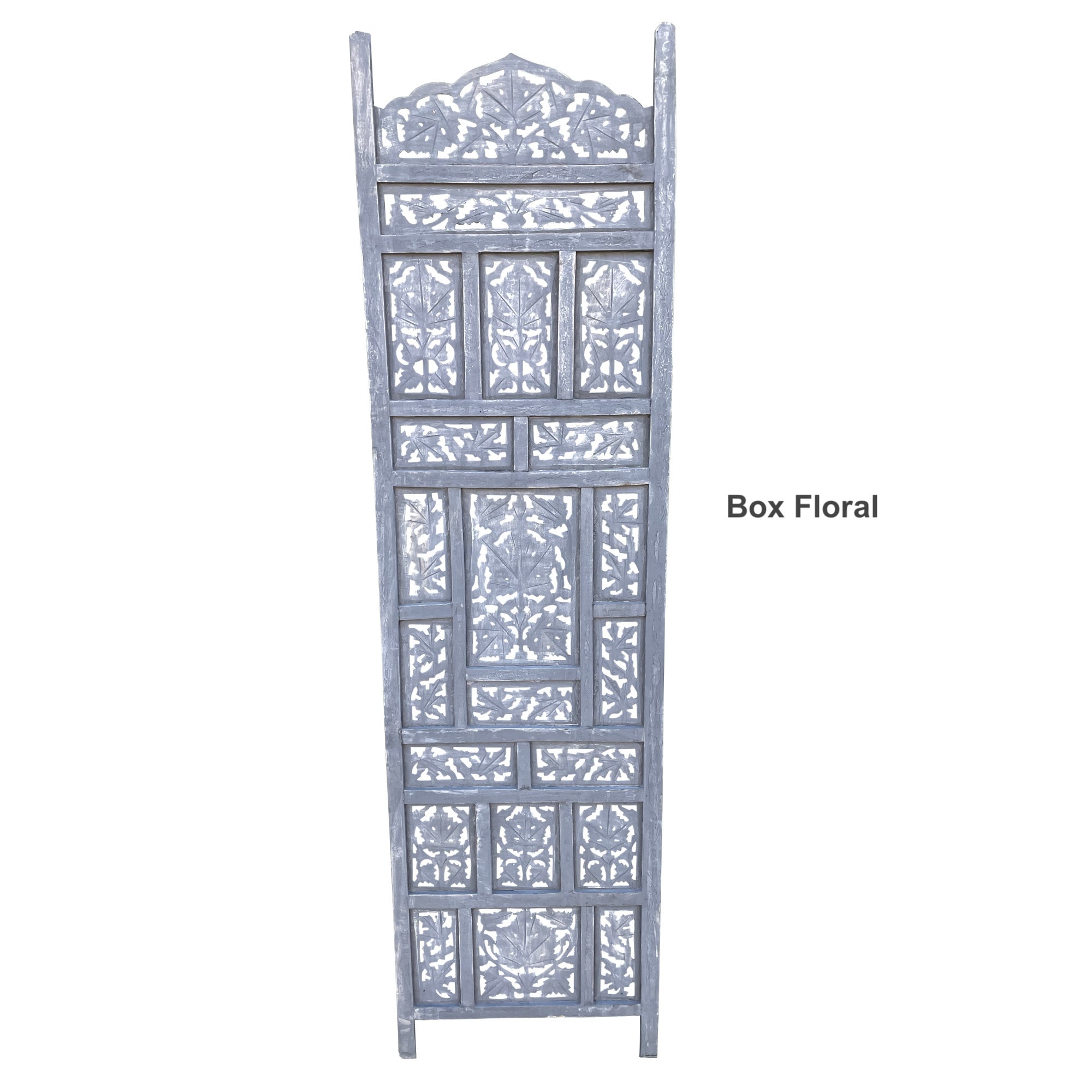 SH 158 Grey - Hand Crafted 4-Panel Wood Divider, Multi-panel Privacy Screen