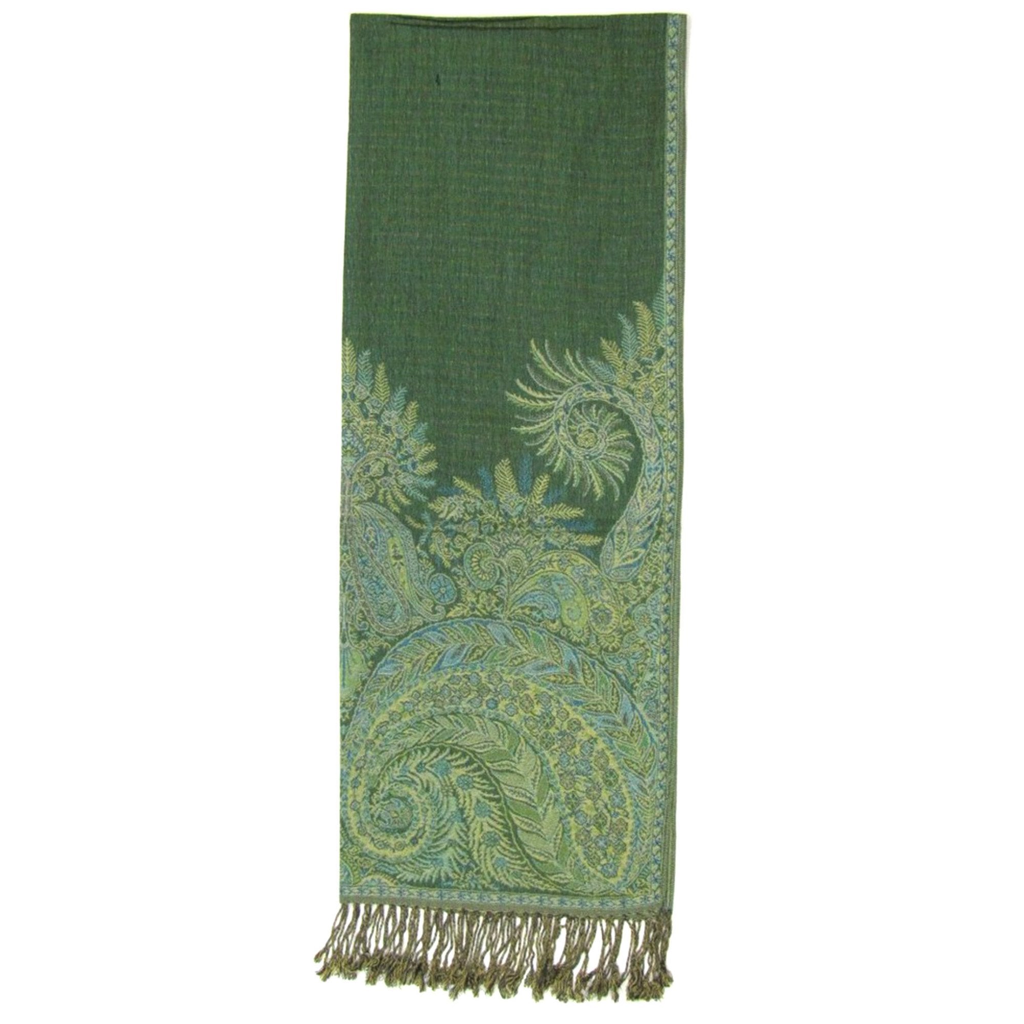 14111 - Pashmina Shawl Green Paisley