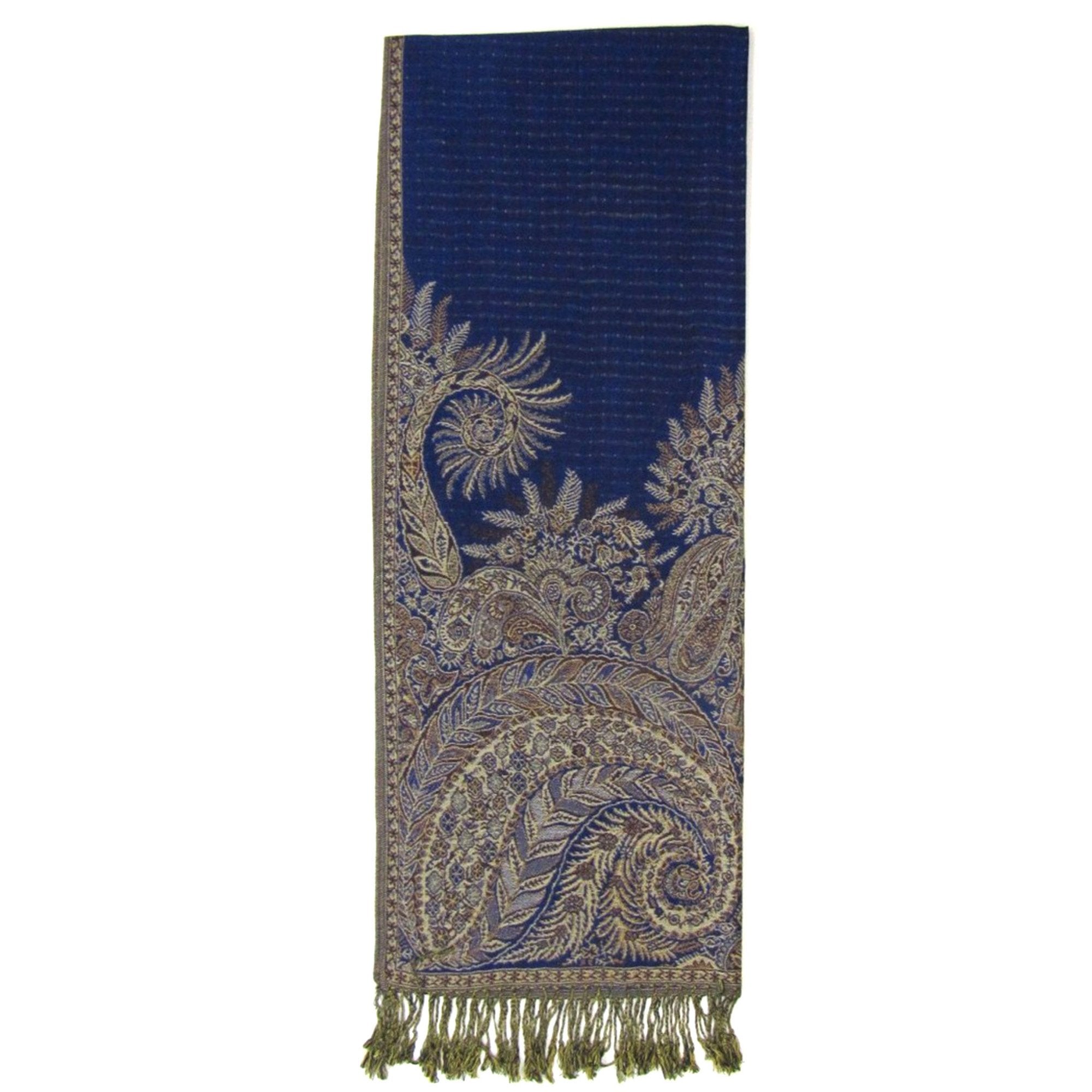 14114 - Pashmina Shawl Navy Blue Paisley