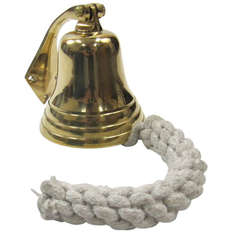 Gold Finish Brass Ship Bell with Rope, 3.5"