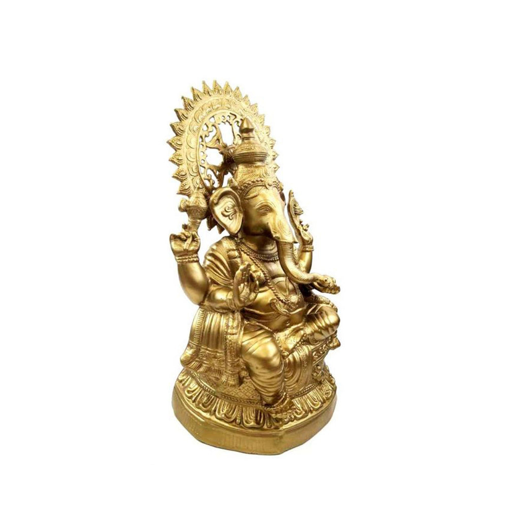 AL 50134B - Aluminum Ganesh Statue (Brass Finish)