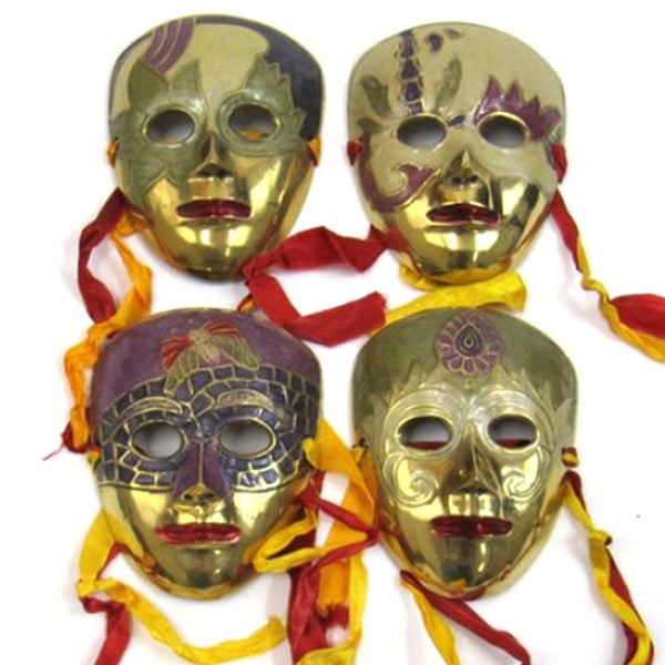 Brass Enamel Masks (set of 4)