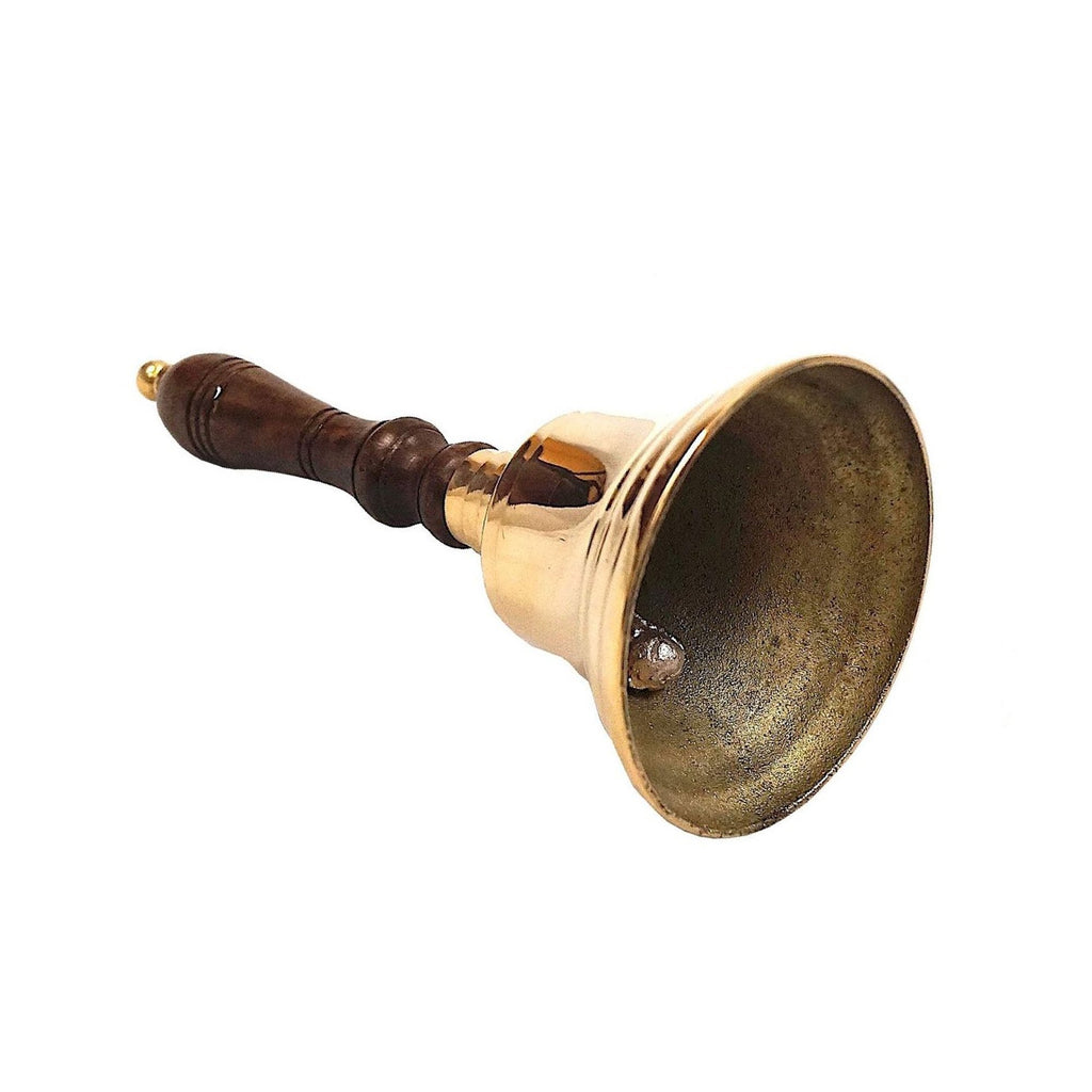 BR 72893 - Brass School Bell, Wooden Handle
