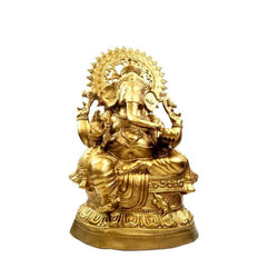 AL 50134B - Aluminum Ganesh Statue (Brass Finish)