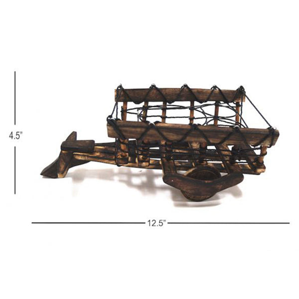 SH 20401 - Pioneers Wooden Buffalo Cart Wine Service Tray