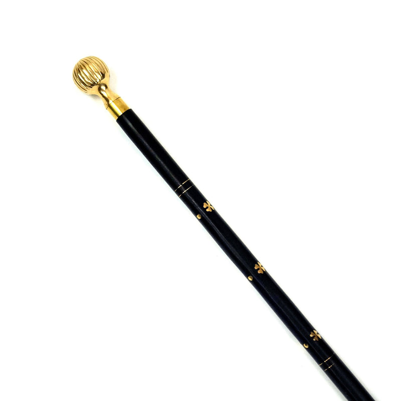 WP 13201S - Walking Stick,Serrated Ball, W/ Solid Brass Inlay, Unisex