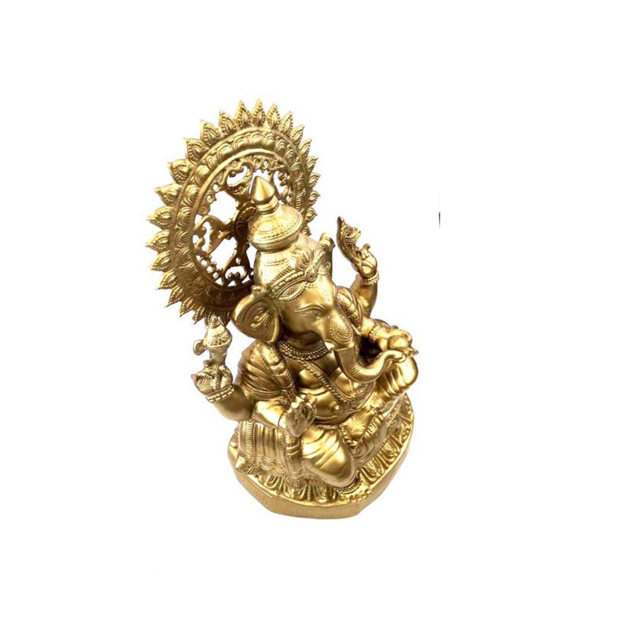 AL 50134B - Aluminum Ganesh Statue (Brass Finish)