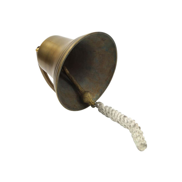 Antique Bronze Aluminum Ship Bell with Rope, 7"