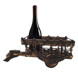 SH 20401 - Pioneers Wooden Buffalo Cart Wine Service Tray