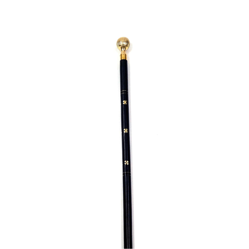 WP 13201S - Walking Stick,Serrated Ball, W/ Solid Brass Inlay, Unisex