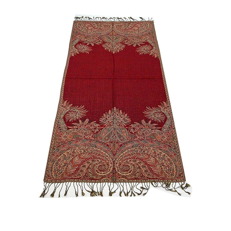 14104 - Pashmina Shawl Maroon Paisley