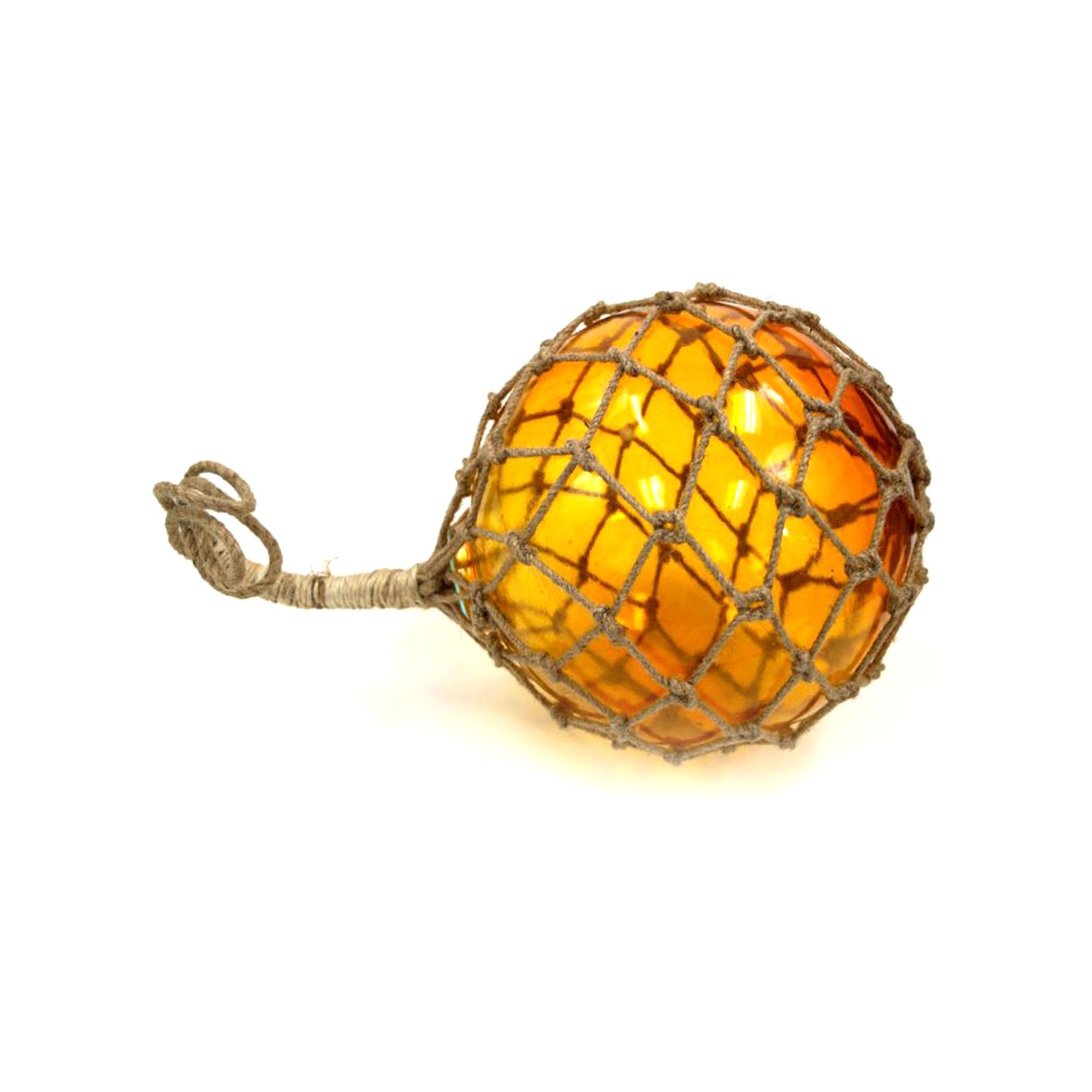 MR 4802A - Glass & Rope Fishing Float, 10" Amber