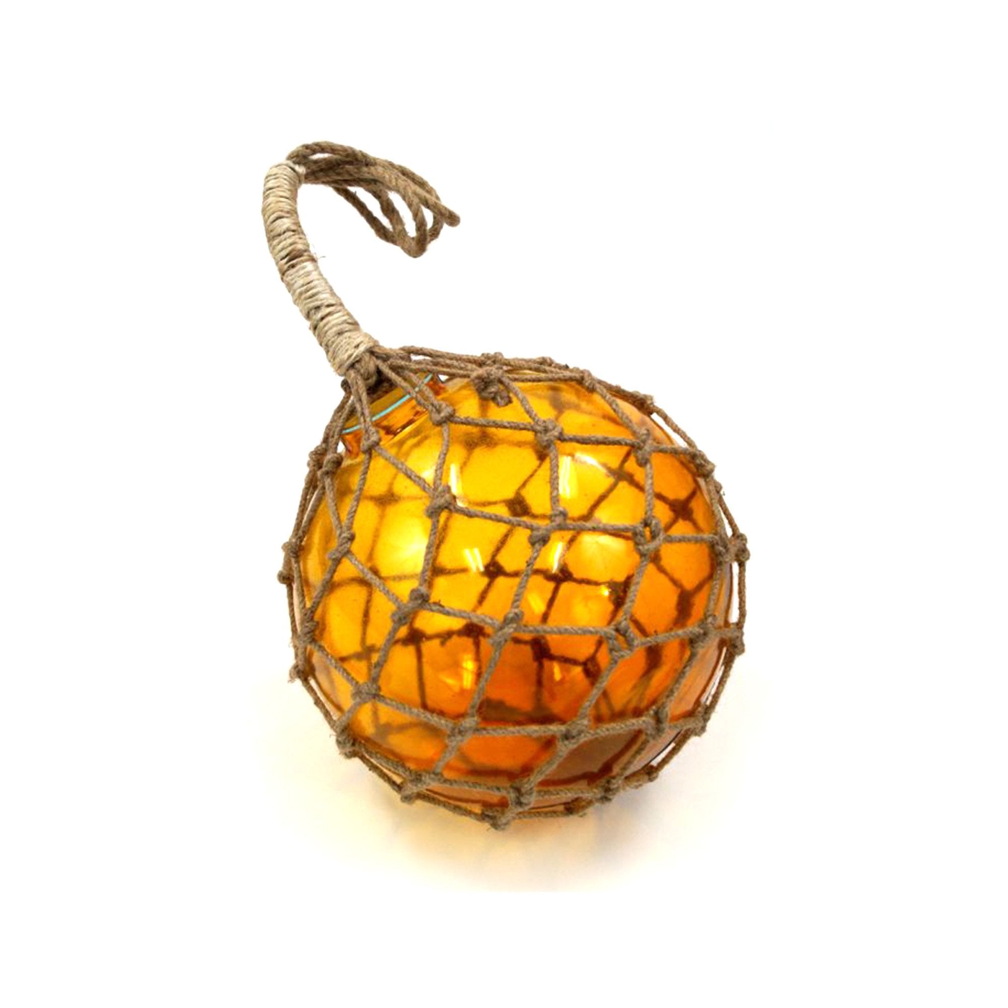 MR 4802A - Glass & Rope Fishing Float, 10" Amber