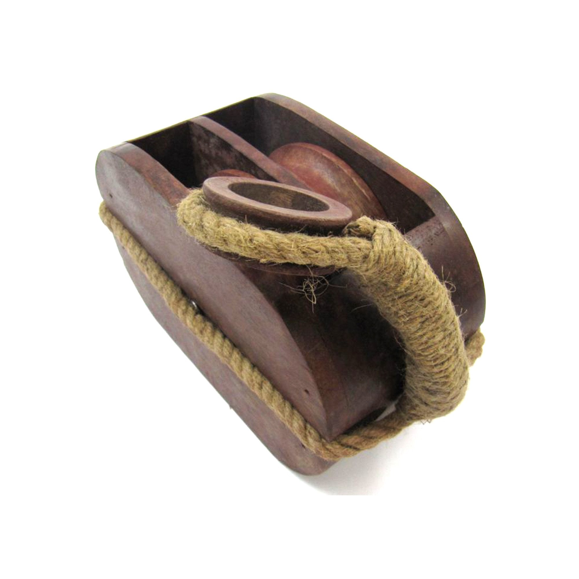 SH 48451 - Wooden Pulley Block Tackle Double Wheel