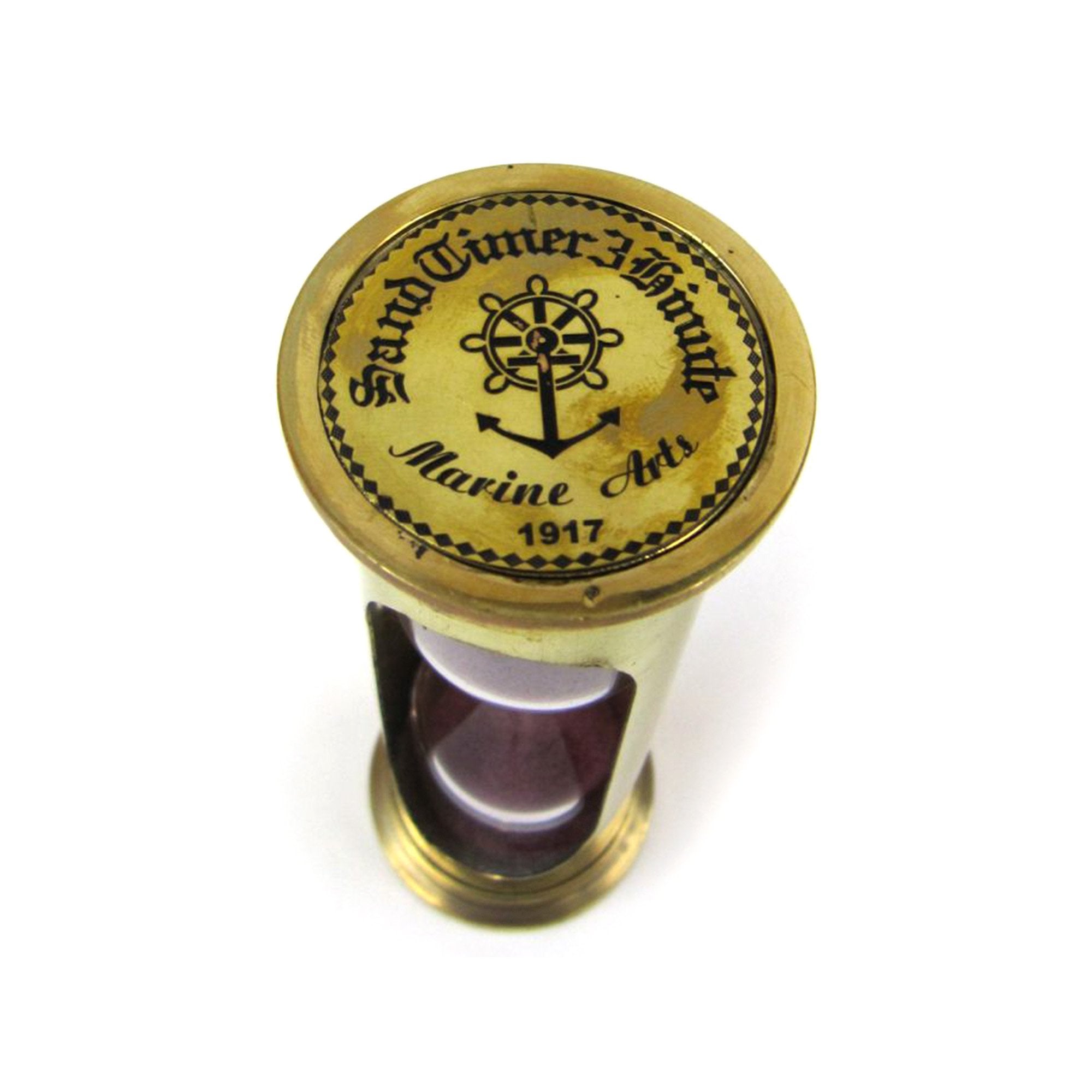 BR 4864DP - Brass 3-minute Hourglass w/ Purple Sand