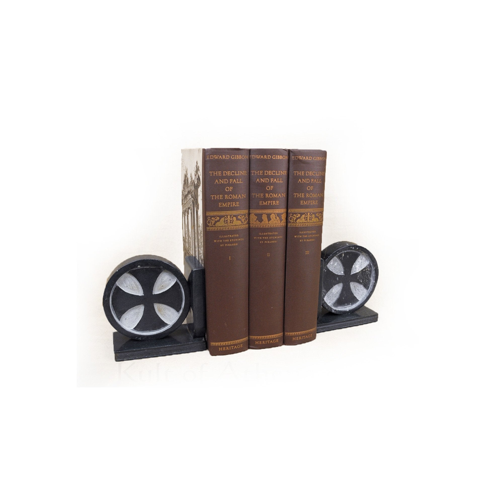 SS 12140 - Soapstone Bookend Pair, Black Cross (462VAB) 4.5"