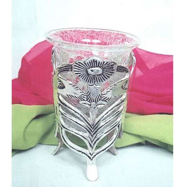 Silver Plated Flower Stand W/ Crack Glass