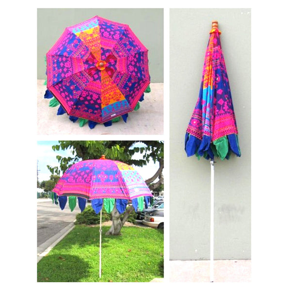 Beach Umbrella Cotton, 7" Embroidered (UMB001)
