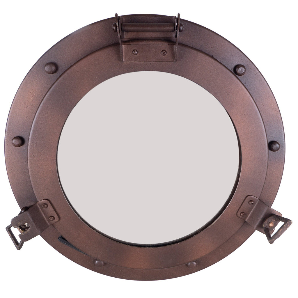 IR 4870M - Antique Finish Iron Porthole with Mirror, 11"