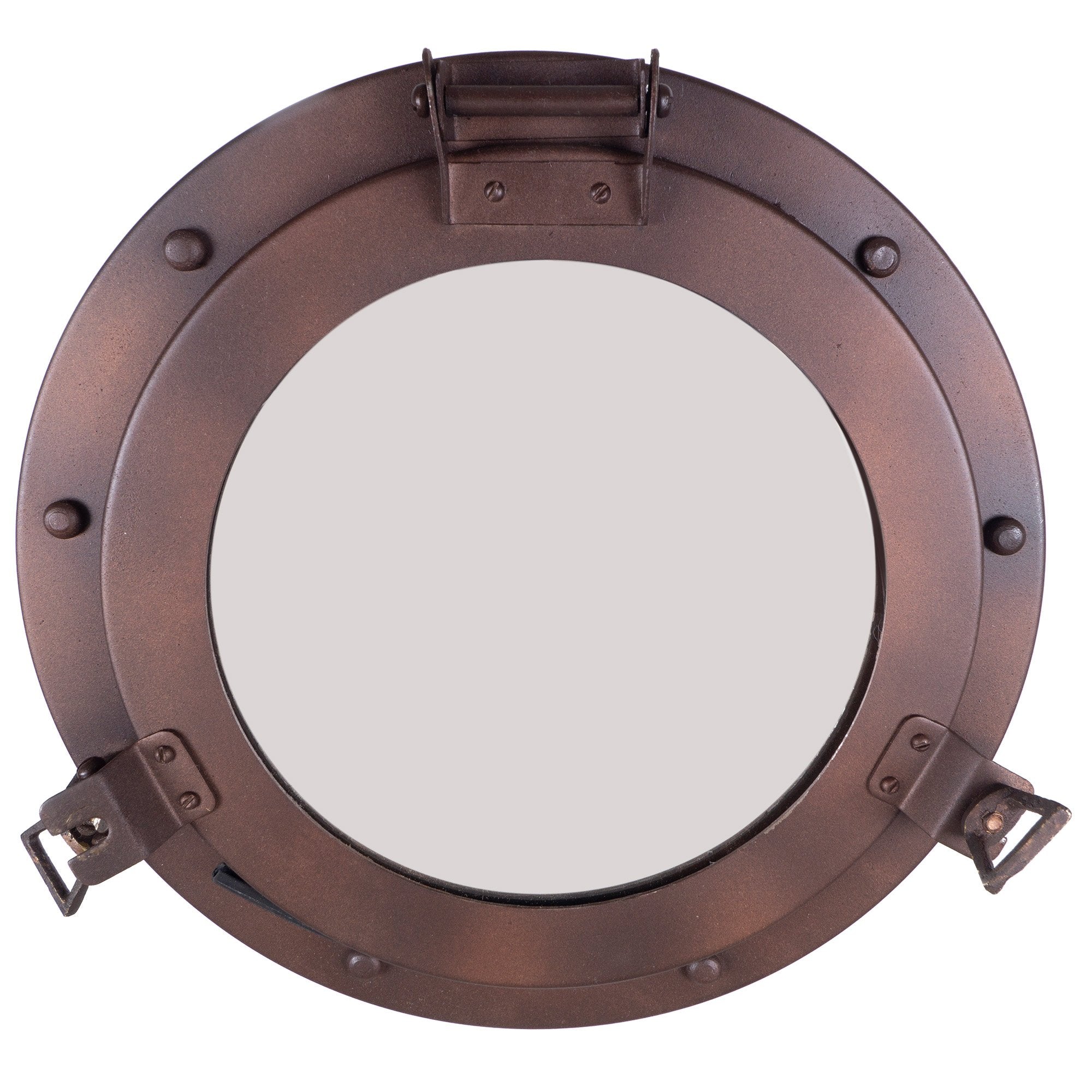 IR 4870M - Antique Finish Iron Porthole with Mirror, 11"
