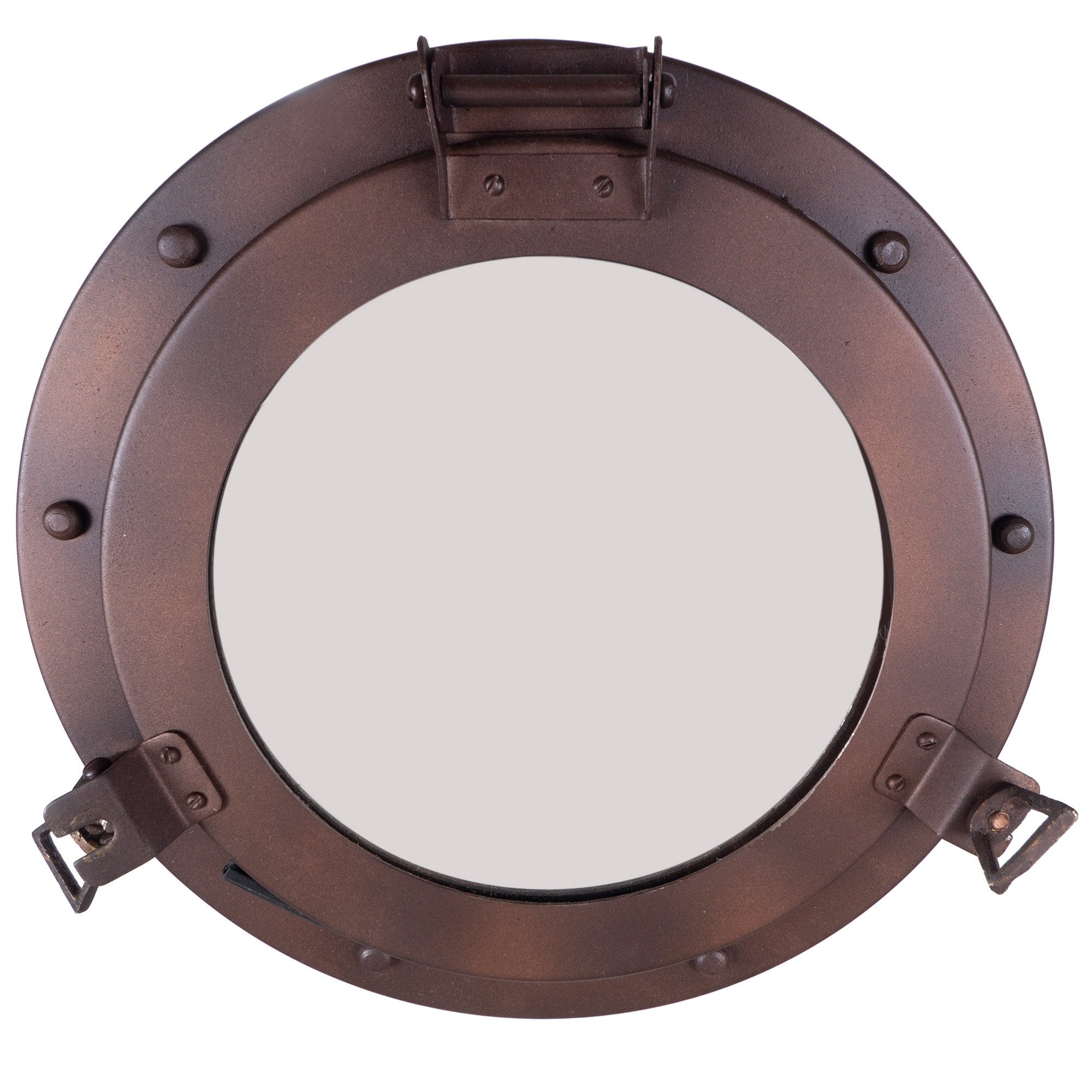 IR 4870M - Antique Finish Iron Porthole with Mirror, 11"