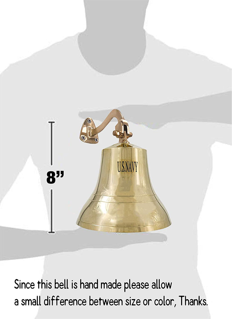 BR 18441 - Gold Finish Brass US NAVY Ship Bell with Rope, 6.5"