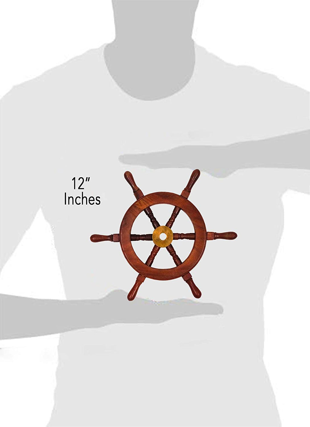 SH 8760A - Sheesham Mini Wood Ship Wheel, 12"