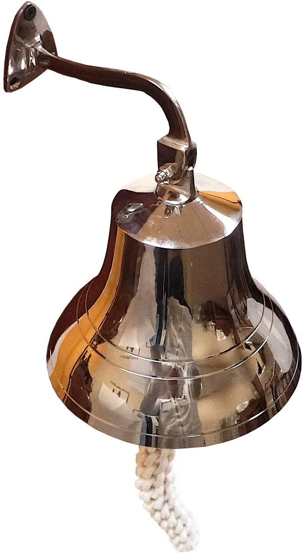 SP 1844 - Silver Aluminum Ship Bell with Rope, 7"