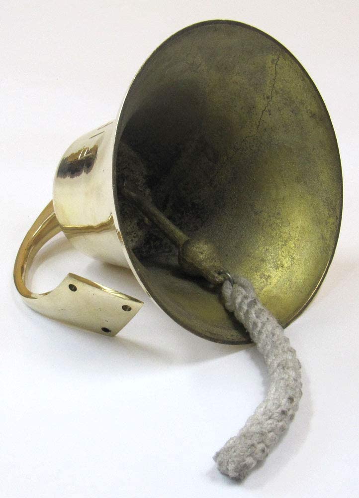 BR 18452 - Gold Finish Brass Ship Bell with Rope, 8"