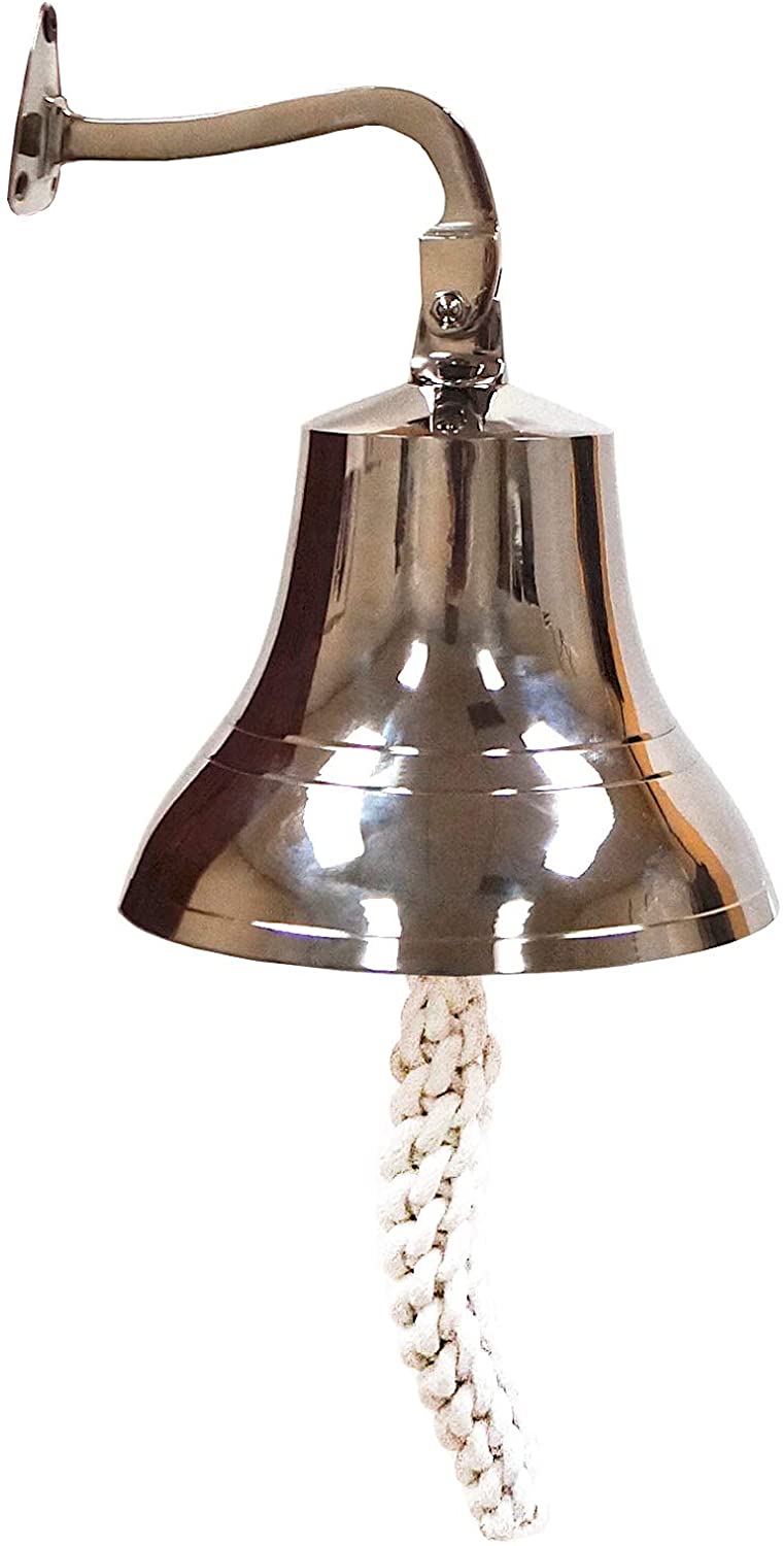 SP 1844 - Silver Aluminum Ship Bell with Rope, 7"