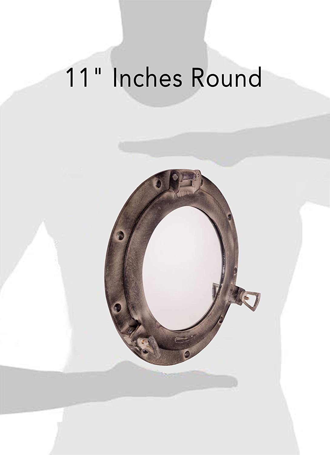 AL 4870F - Aluminum Porthole with Mirror, 11"