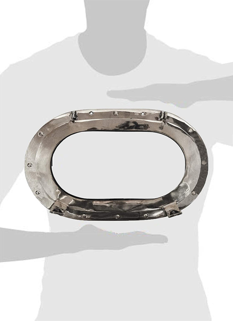 Chrome Finish Aluminum Oval Porthole with Mirror, 14" x 10"