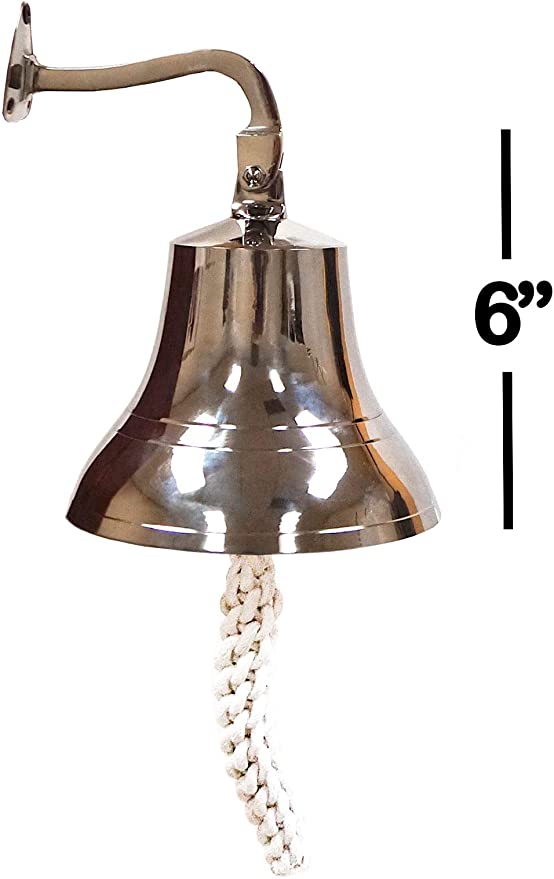 SP 1844 - Silver Aluminum Ship Bell with Rope, 7"