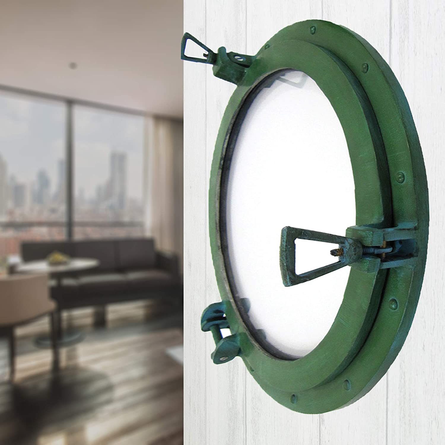 AL 486110A - Green Aluminum Porthole with Glass, 20"