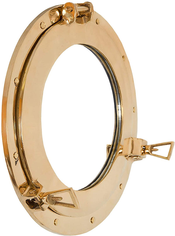 MR 4861 - Mirror Finish Brass Porthole with Mirror, 15"